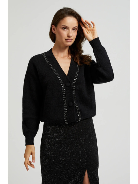 Moodo Čierny kardigán zdobený korálkami Moodo