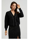 Moodo Čierny kardigán zdobený korálkami Moodo