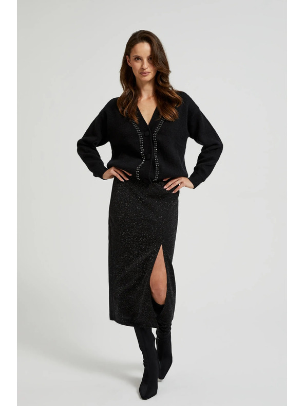 Moodo Čierny kardigán zdobený korálkami Moodo