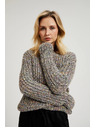 Moodo Sveter zdobený farebnou niťou šedý Moodo