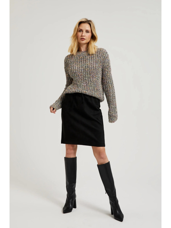 Moodo Sveter zdobený farebnou niťou šedý Moodo