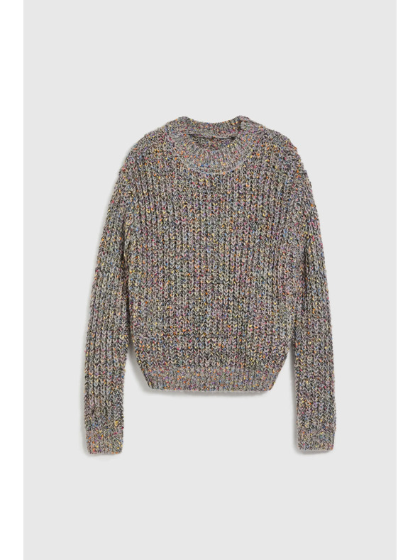 Moodo Sveter zdobený farebnou niťou šedý Moodo