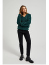 Moodo Chlpatý sveter s metalickou niťou zelený Moodo