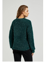 Moodo Chlpatý sveter s metalickou niťou zelený Moodo