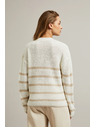 Moodo Béžový sveter s pruhmi a okrúhlym výstrihom Moodo