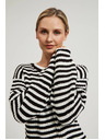 Moodo Krátky čiernobiely pruhovaný sveter Moodo