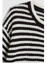 Moodo Krátky čiernobiely pruhovaný sveter Moodo