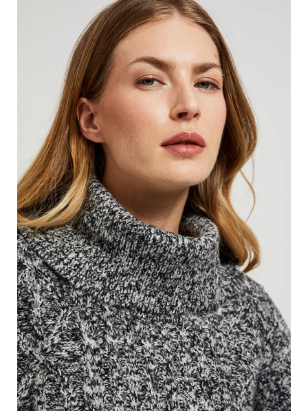 Moodo Sveter s hrubým golierom čierny Moodo