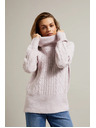 Moodo Sveter s hrubým golierom ružový Moodo
