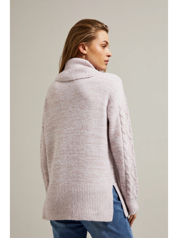 Moodo Sveter s hrubým golierom ružový Moodo