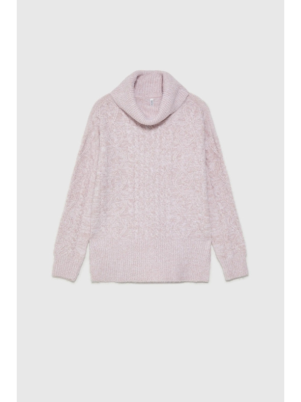 Moodo Sveter s hrubým golierom ružový Moodo