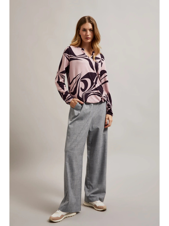 Moodo Sveter s geometrickým vzorom ružový Moodo