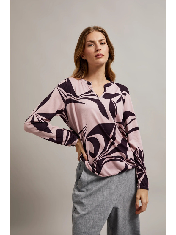 Moodo Sveter s geometrickým vzorom ružový Moodo