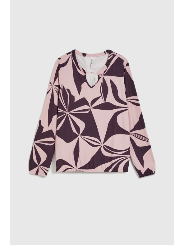 Moodo Sveter s geometrickým vzorom ružový Moodo