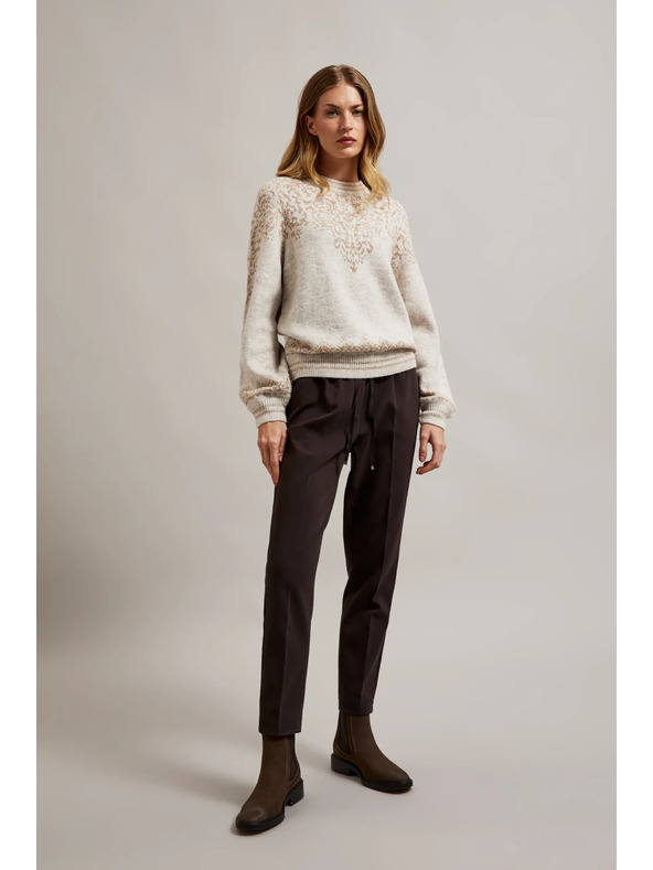 Moodo Sveter zdobený lesklou niťou béžový Moodo