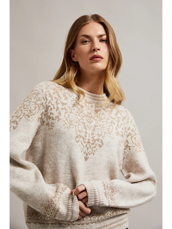 Moodo Sveter zdobený lesklou niťou béžový Moodo