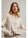 Moodo Sveter zdobený lesklou niťou béžový Moodo