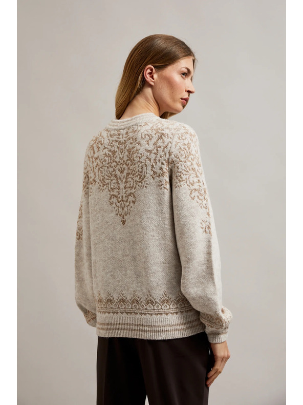 Moodo Sveter zdobený lesklou niťou béžový Moodo
