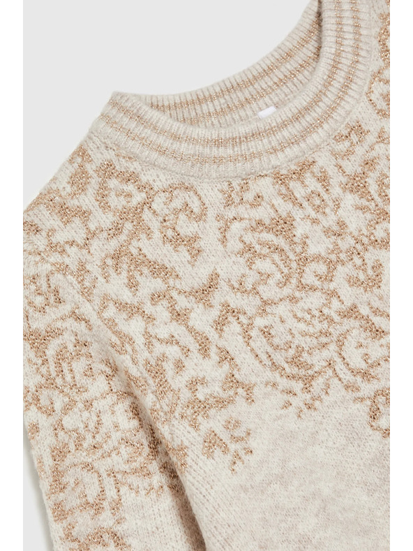 Moodo Sveter zdobený lesklou niťou béžový Moodo
