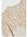 Moodo Sveter zdobený lesklou niťou béžový Moodo