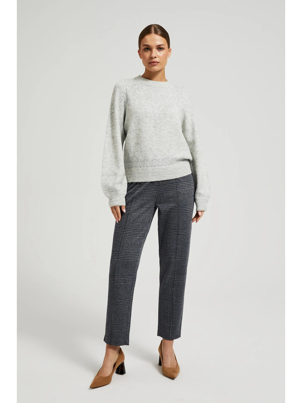 Moodo Sveter zdobený lesklou niťou šedý Moodo