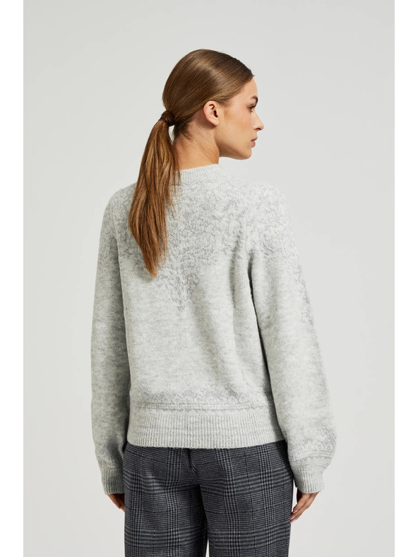 Moodo Sveter zdobený lesklou niťou šedý Moodo