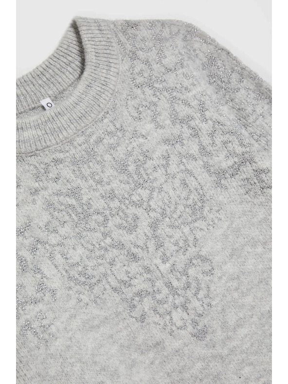 Moodo Sveter zdobený lesklou niťou šedý Moodo