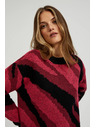 Moodo Sveter s geometrickým vzorom červený Moodo