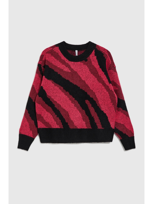 Moodo Sveter s geometrickým vzorom červený Moodo