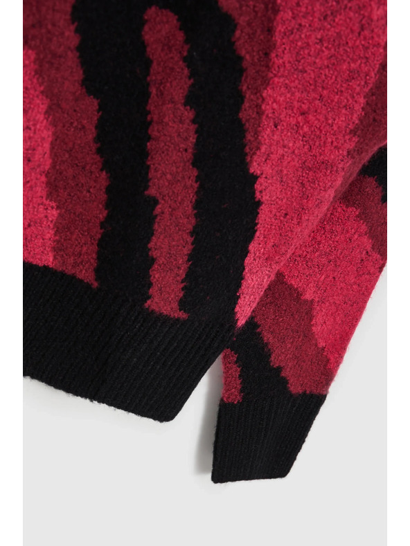 Moodo Sveter s geometrickým vzorom červený Moodo