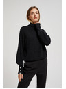 Moodo Sveter s rolákom a nadýchanými rukávmi čierny Moodo