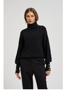 Moodo Sveter s rolákom a nadýchanými rukávmi čierny Moodo