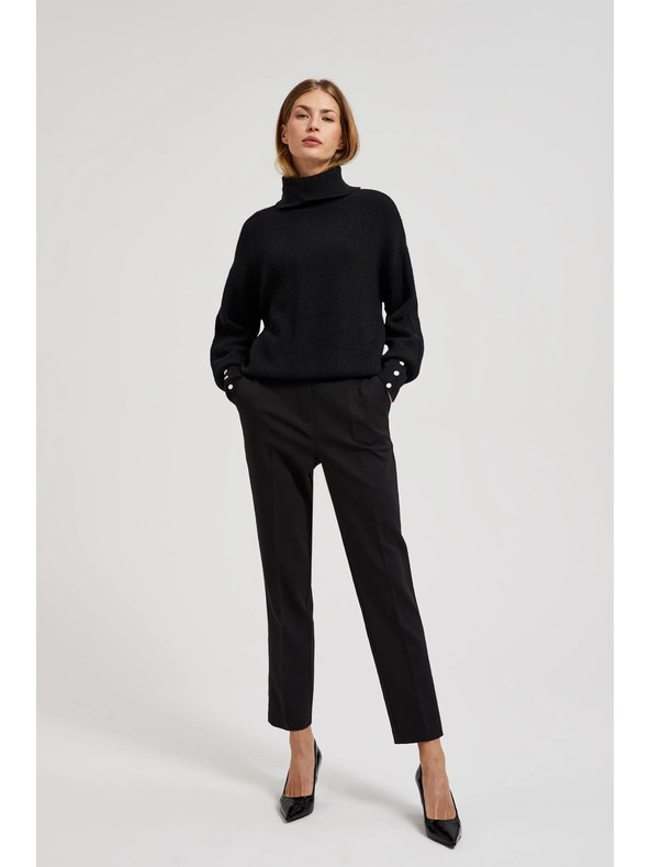 Moodo Sveter s rolákom a nadýchanými rukávmi čierny Moodo