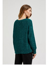 Moodo Sveter s flitrami a okrúhlym výstrihom zelený Moodo