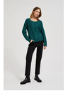 Moodo Sveter s flitrami a okrúhlym výstrihom zelený Moodo