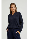 Moodo Sveter s golierom a metalickou niťou tmavmodrý Moodo