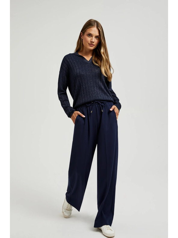 Moodo Sveter s golierom a metalickou niťou tmavmodrý Moodo