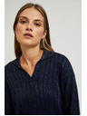 Moodo Sveter s golierom a metalickou niťou tmavmodrý Moodo