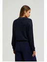 Moodo Sveter s golierom a metalickou niťou tmavmodrý Moodo