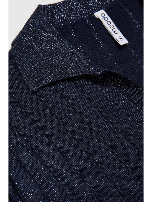 Moodo Sveter s golierom a metalickou niťou tmavmodrý Moodo