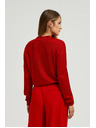 Moodo Sveter s golierom a metalickou niťou červený Moodo