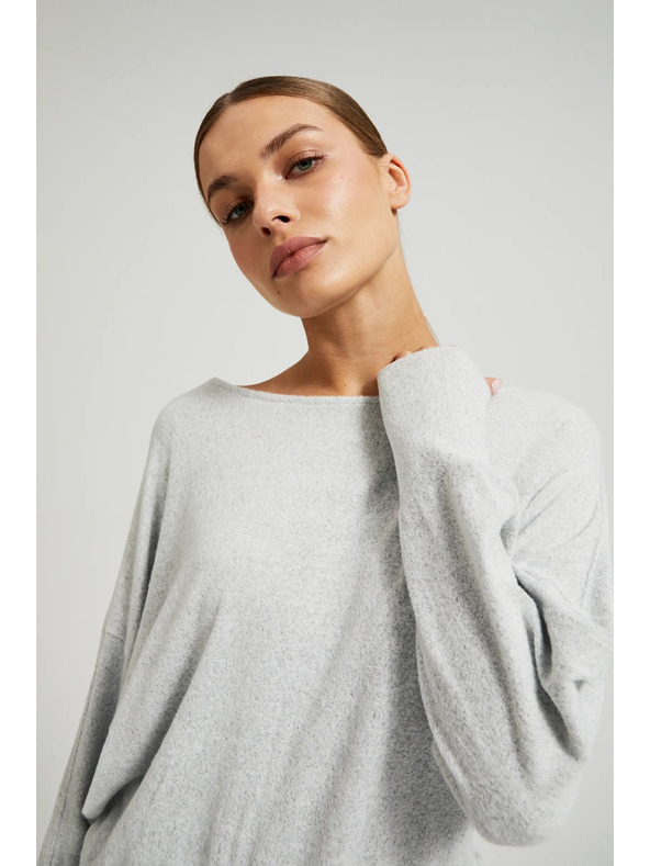 Moodo Hladký sveter s dlhými rukávmi šedý Moodo