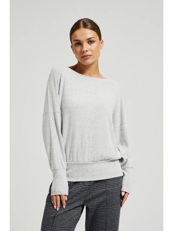 Moodo Hladký sveter s dlhými rukávmi šedý Moodo