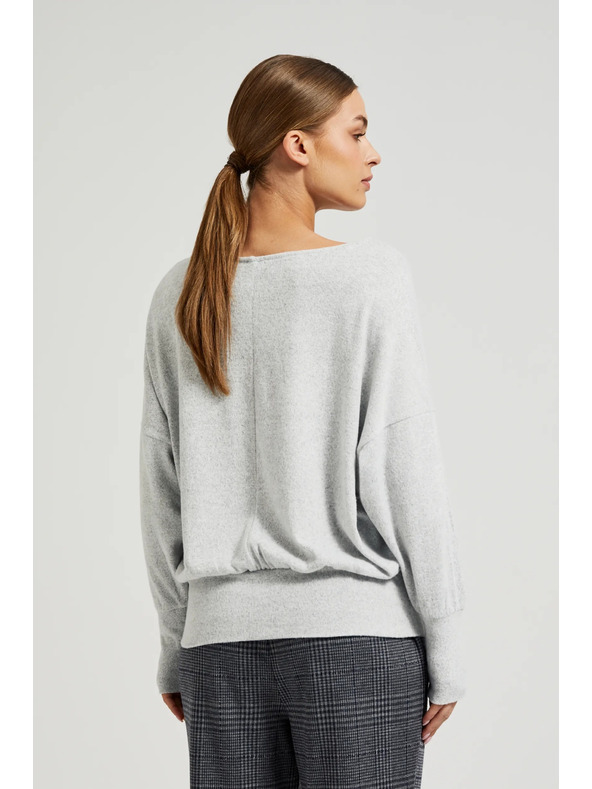 Moodo Hladký sveter s dlhými rukávmi šedý Moodo