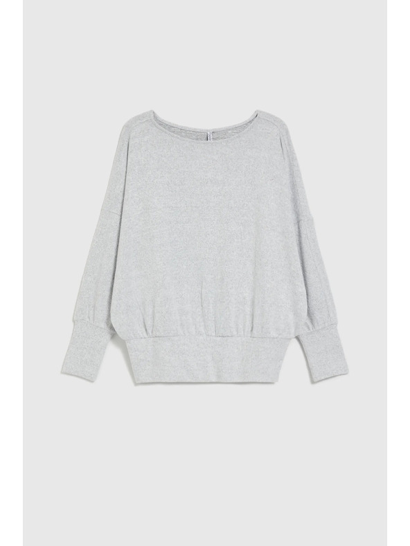 Moodo Hladký sveter s dlhými rukávmi šedý Moodo