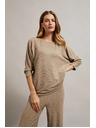 Moodo Sveter zdobený metalickou niťou béžový Moodo