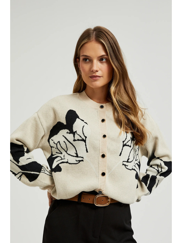 Moodo Sveter zapínaný na gombíky béžový Moodo