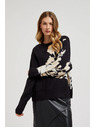 Moodo Vzorovaný sveter voľnéhostrihu čierny Moodo