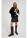 Moodo Vzorovaný sveter voľnéhostrihu čierny Moodo