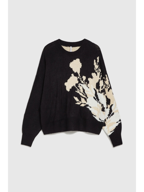 Moodo Vzorovaný sveter voľnéhostrihu čierny Moodo